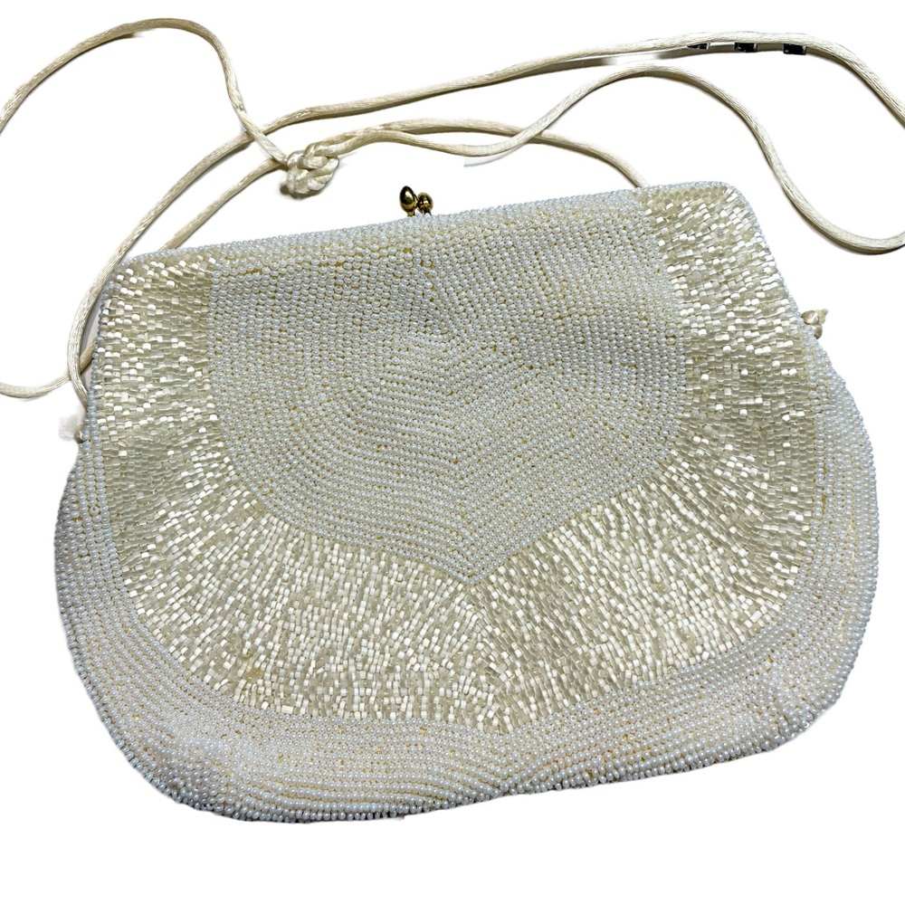 VINTAGE 1960s white beaded angel  wings mini bag formal Abraham & Strauss